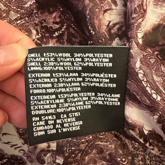 Guess Women's Pleated Wool Blend Flared Coat Burgundy Size Large - Picture 9 of 14